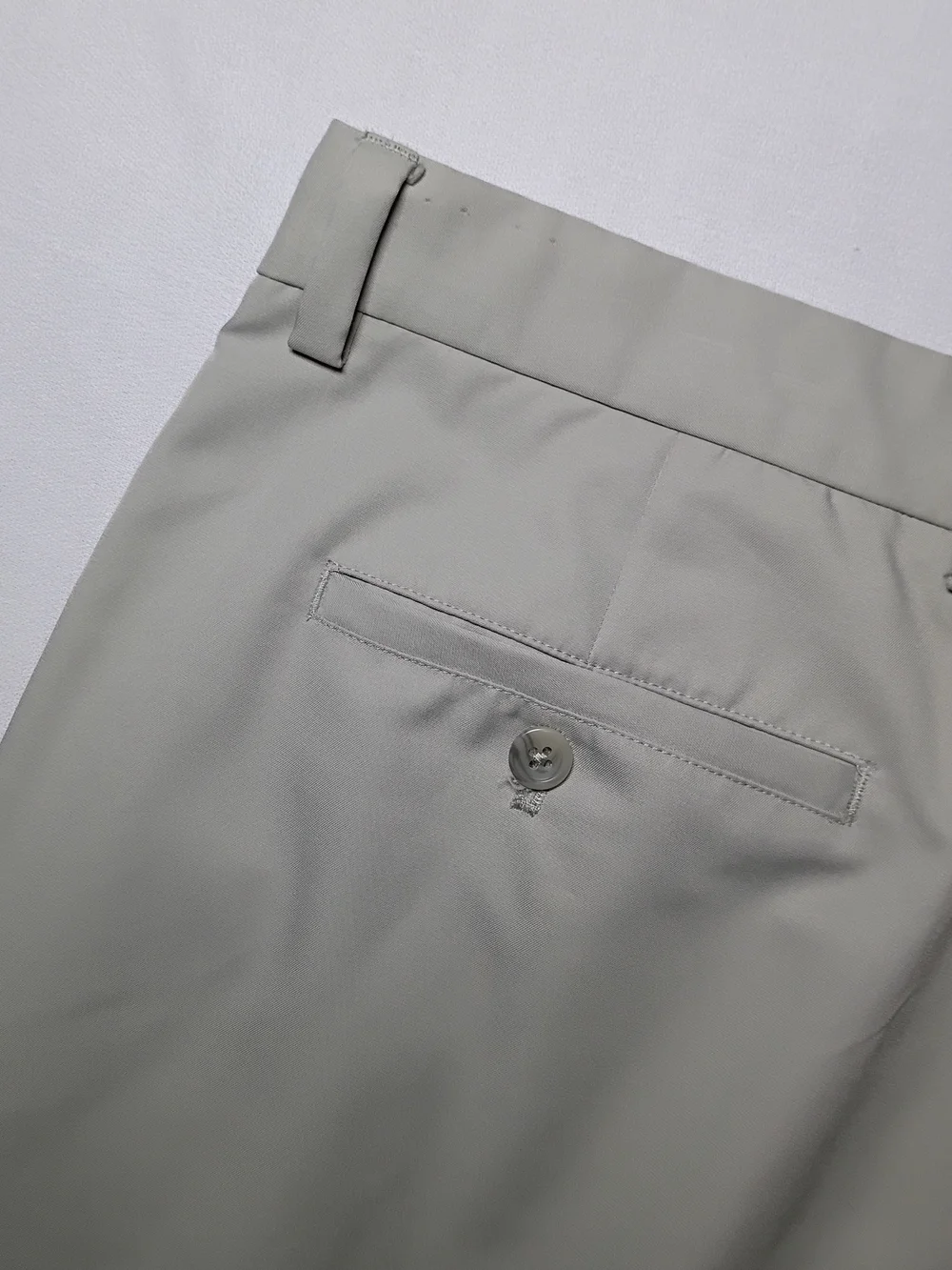 Greg Norman For Tasso Elba Mens Slim Fit Trousers 34X32 Beige Flat Front